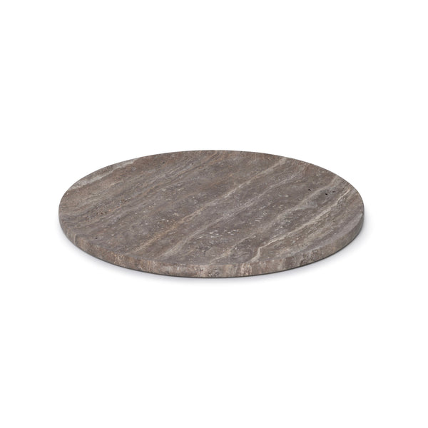 Titanium travertine round tray 40cm