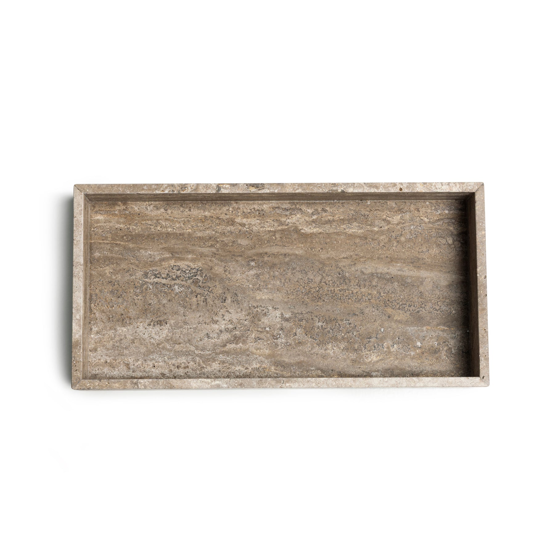 Vassoio in marmo con bordo 40x20x5cm Travertino titanio