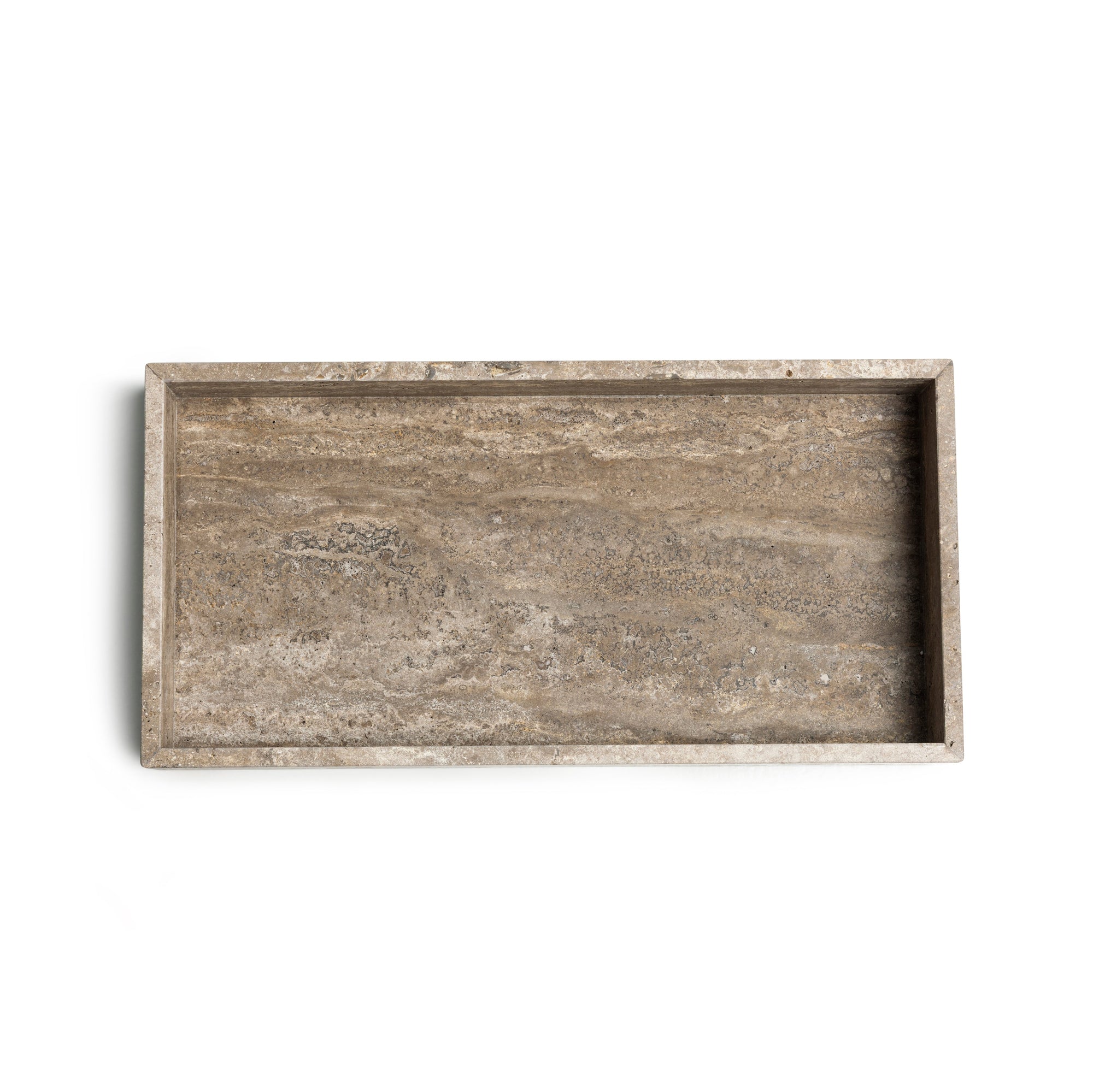 Vassoio in marmo con bordo 40x20x5cm Travertino titanio