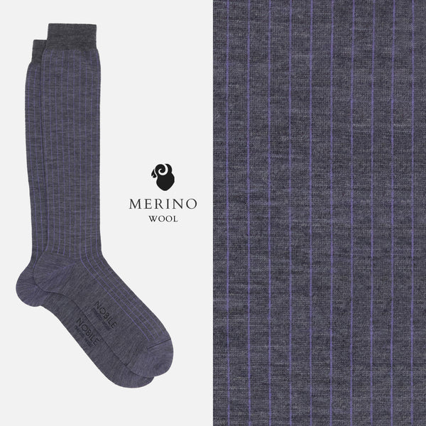 Colinas Toscanas - Caja de 6 Calcetines Largos de Lana Merino - Color Sólido y Micro Acanalado