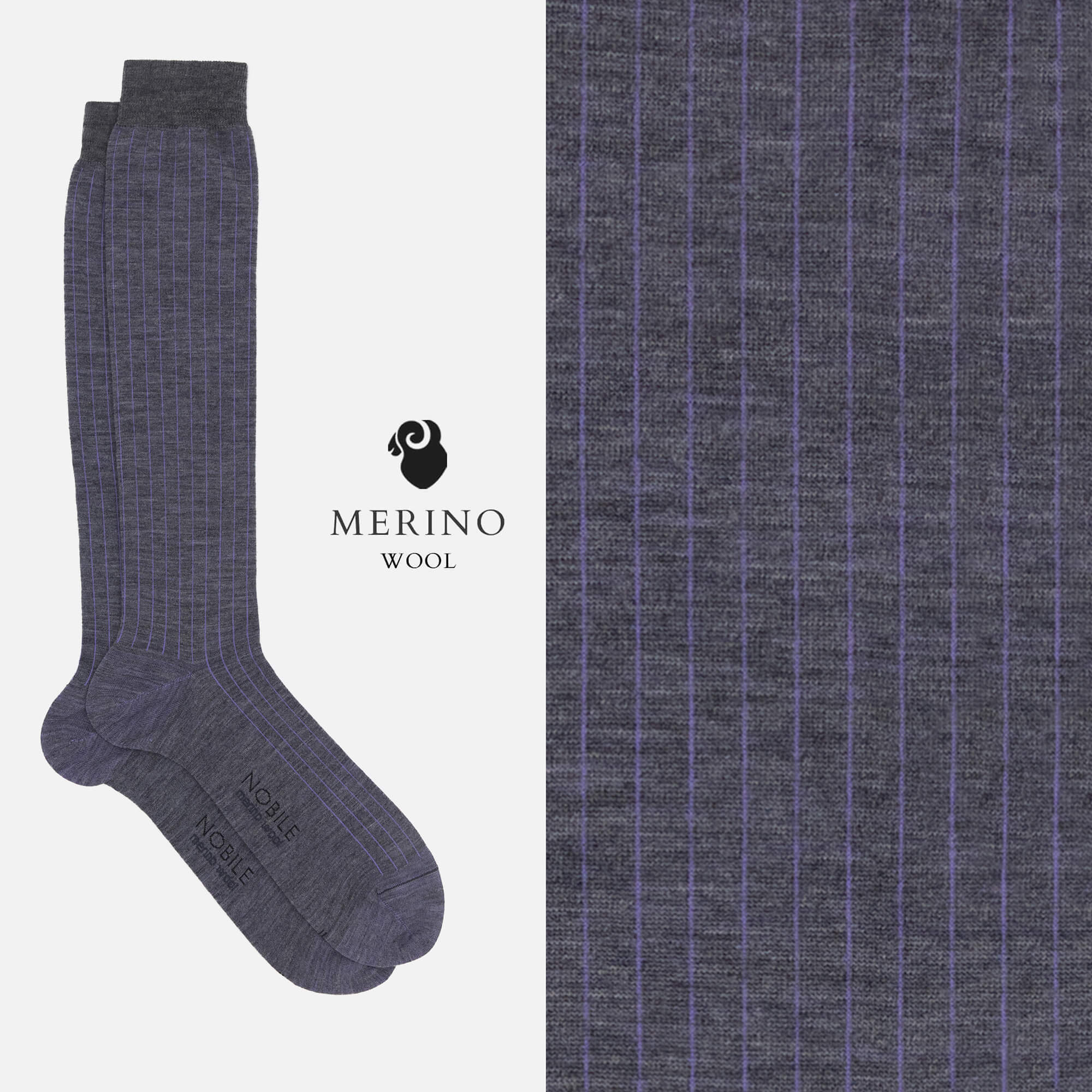 Krabička 12 párov dlhých merino vlnených ponožiek - Jednofarebné a mikro rebrované