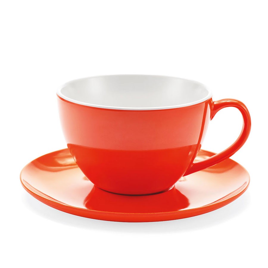 JUMBO MUG - ORANGE CUP WITH SAUCER - TOUCH-MEL