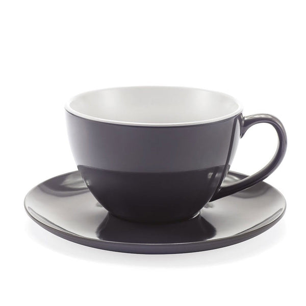 JUMBO MUG - GRAY CUP WITH SAUCER - TOUCH-MEL