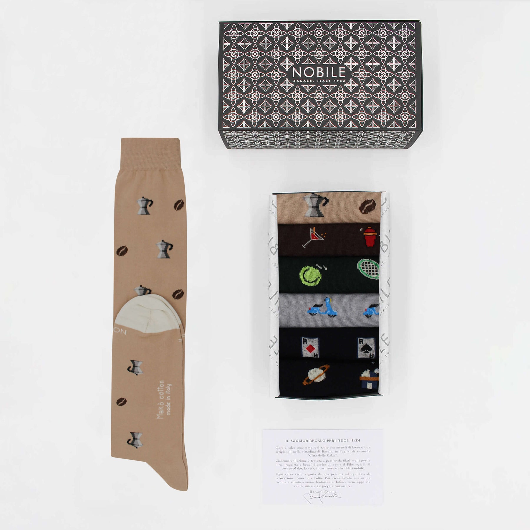 Auteurspatronen - Doos van 6 Lange Katoenen Makò Sokken