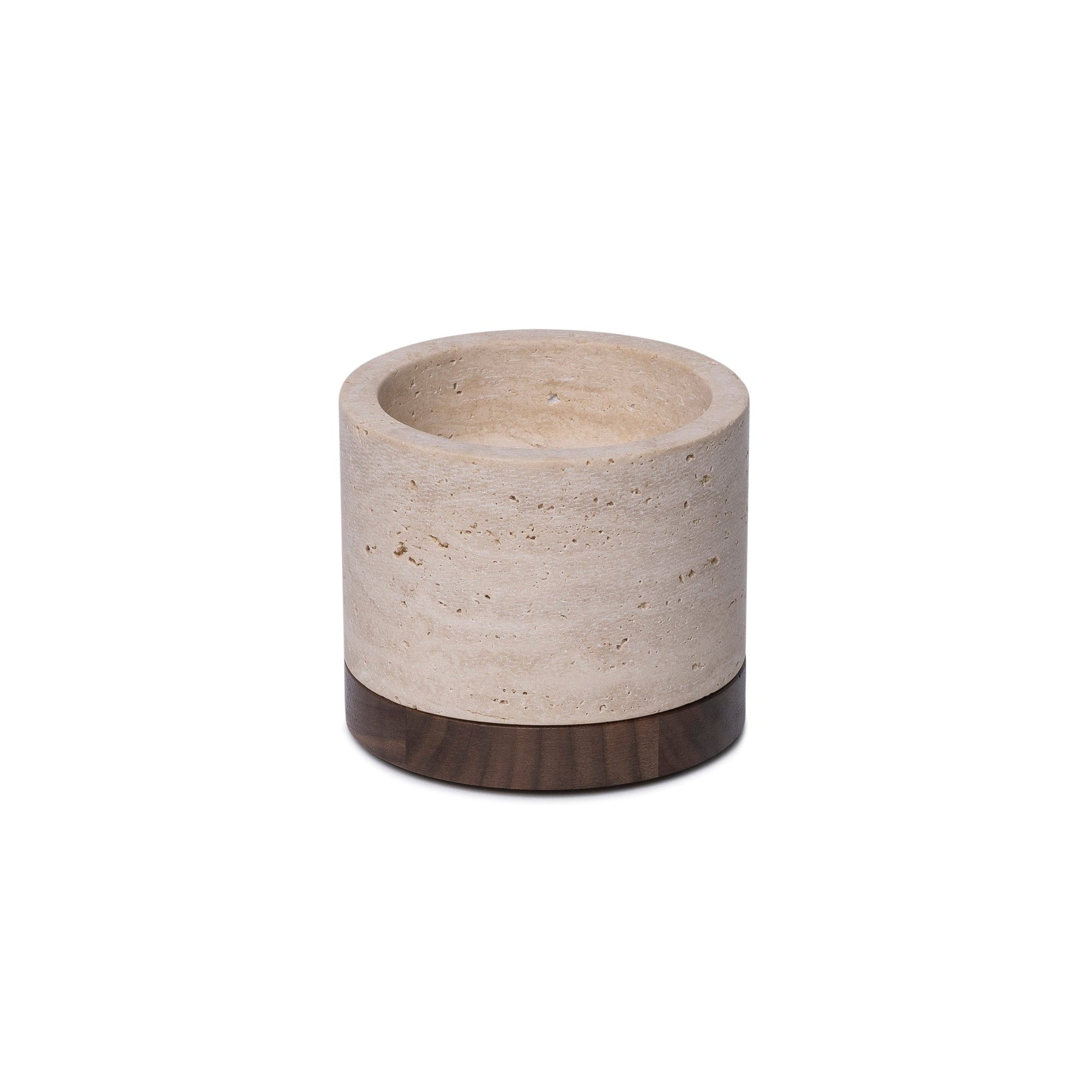 Travertine Candle Holder M Ø9.5x6.5cm incl. Wooden Base