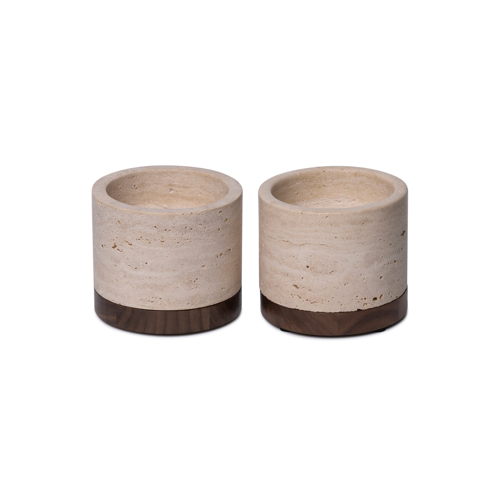 Travertine Candle Holder M Ø9.5x6.5cm incl. Wooden Base