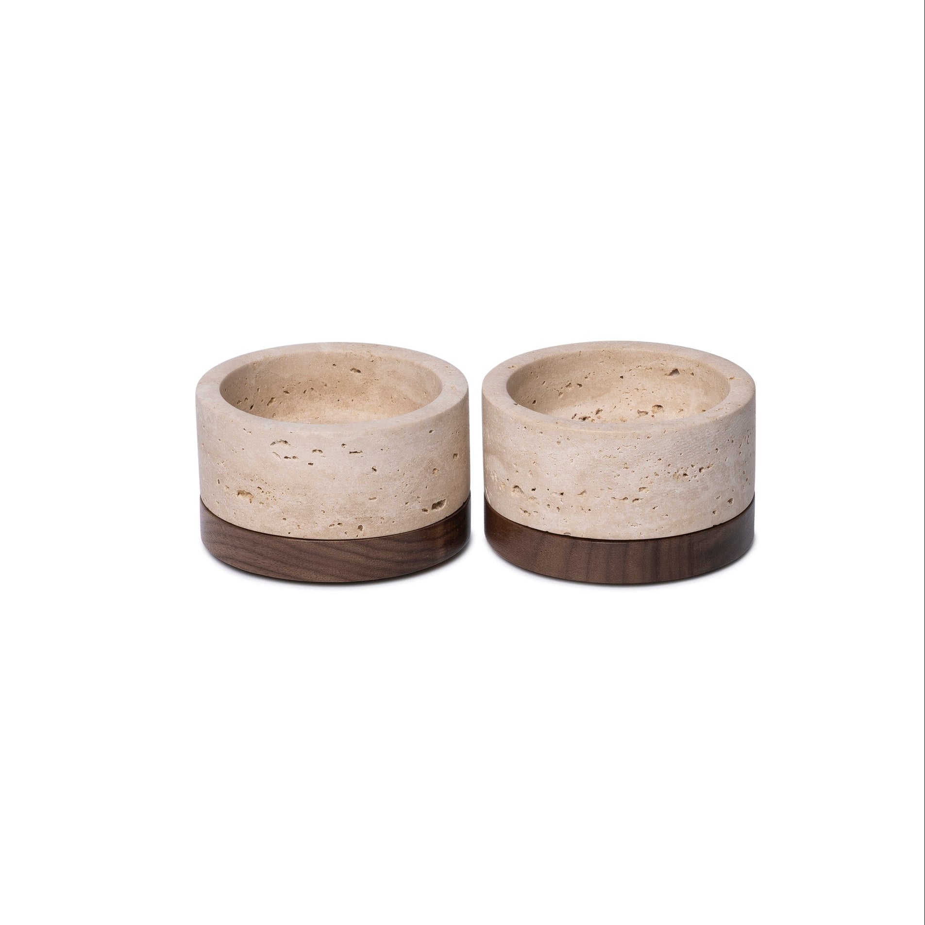 Portacandele in Travertino S Ø9.5x4cm incl. Piatto in Legno