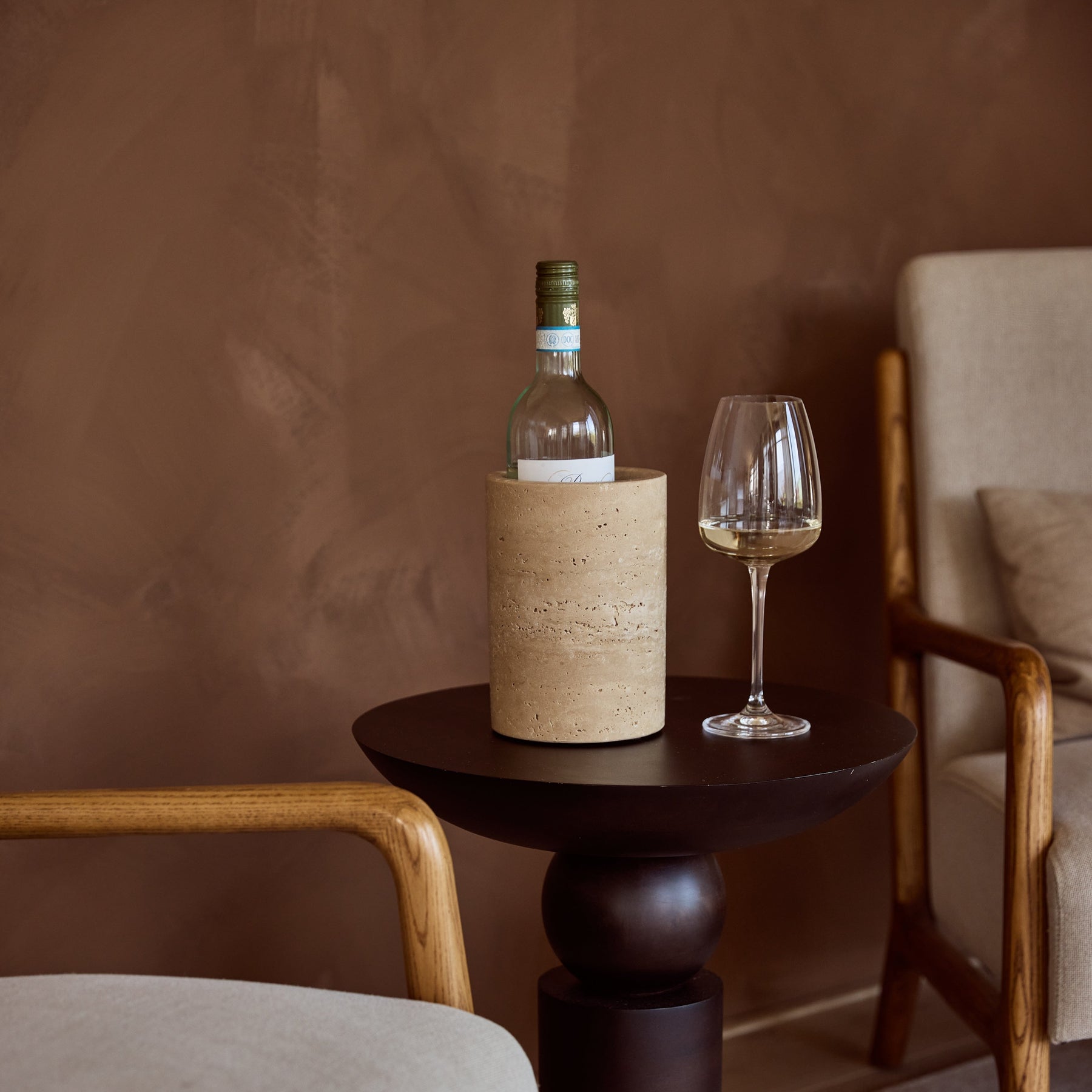 Travertine vase/wine cooler Ø12x18cm