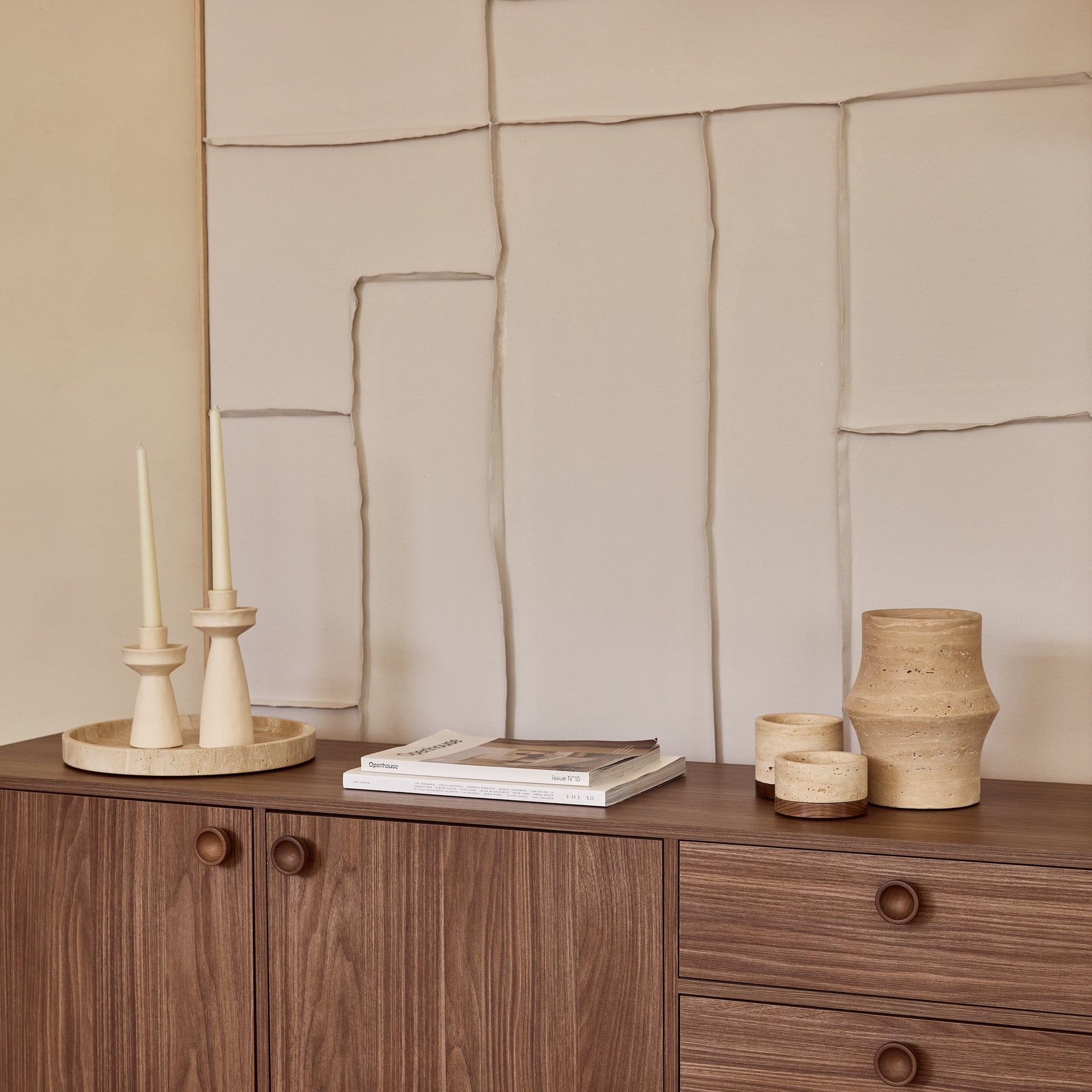 Round Travertine Tray with Edge Ø30cm