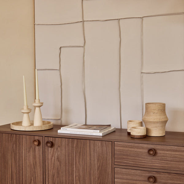 Round Travertine Tray with Edge Ø30cm