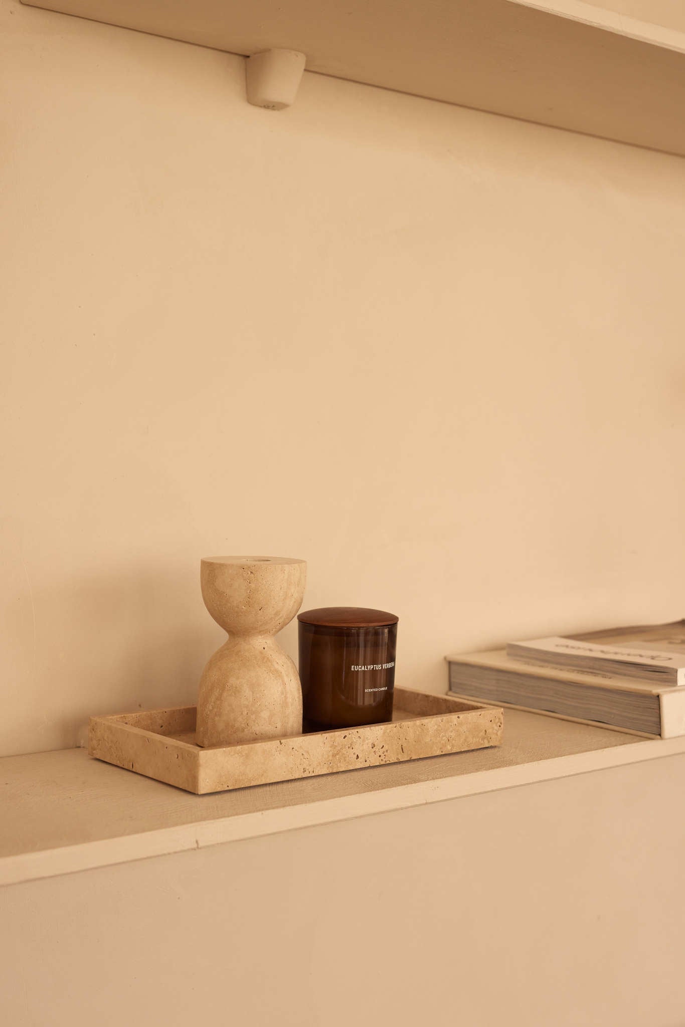 Portacandele in travertino design Ø8x14cm