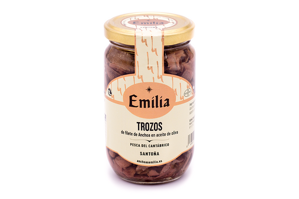 Lot of 6 jars 305 g. Anchovy pieces in olive oil - Fish from the Cantabrian Sea
