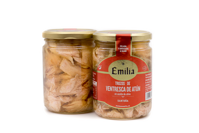 Trozos de Ventresca de Atún en aceite de oliva tarro 420 gr.