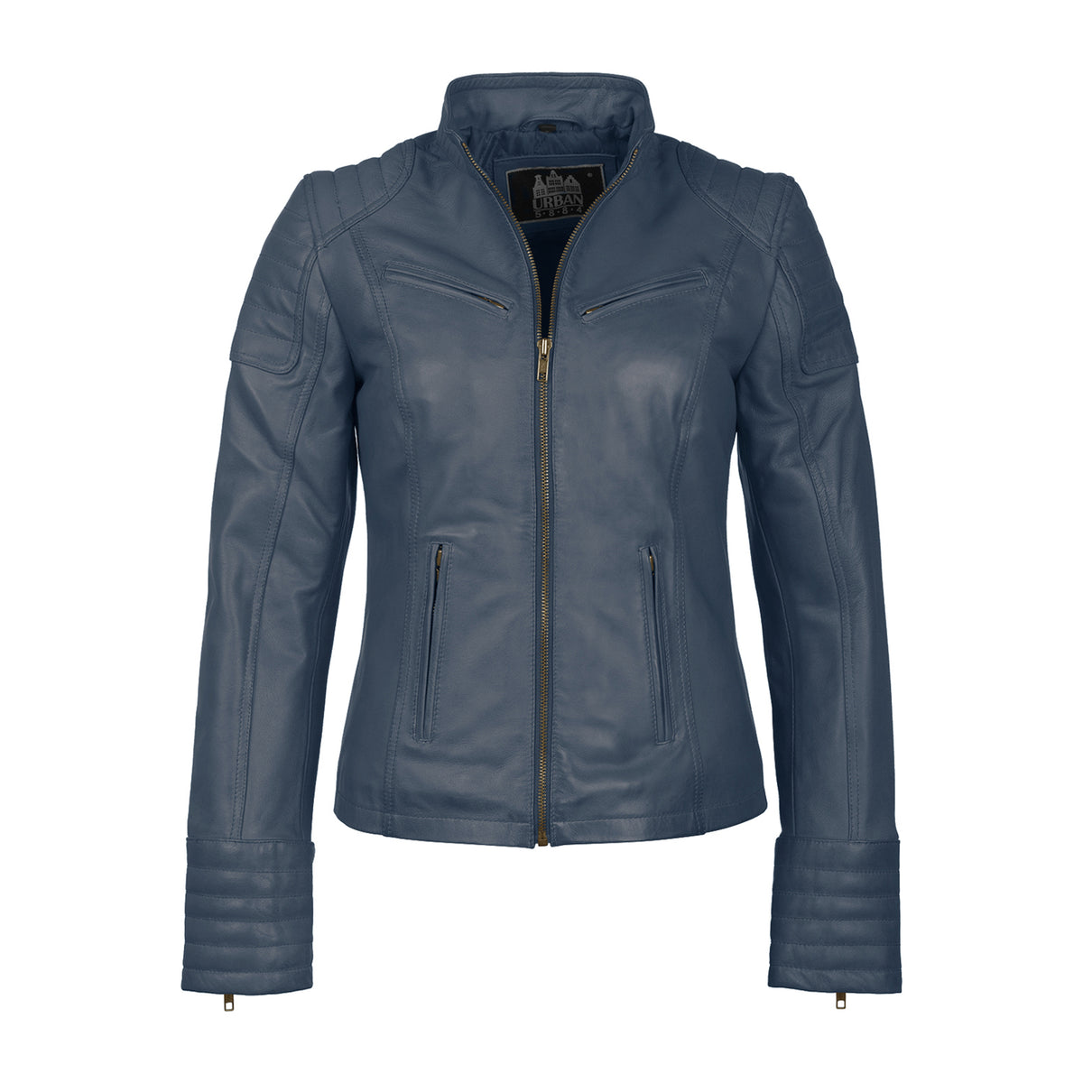 Donkerblauwe damesjas leder