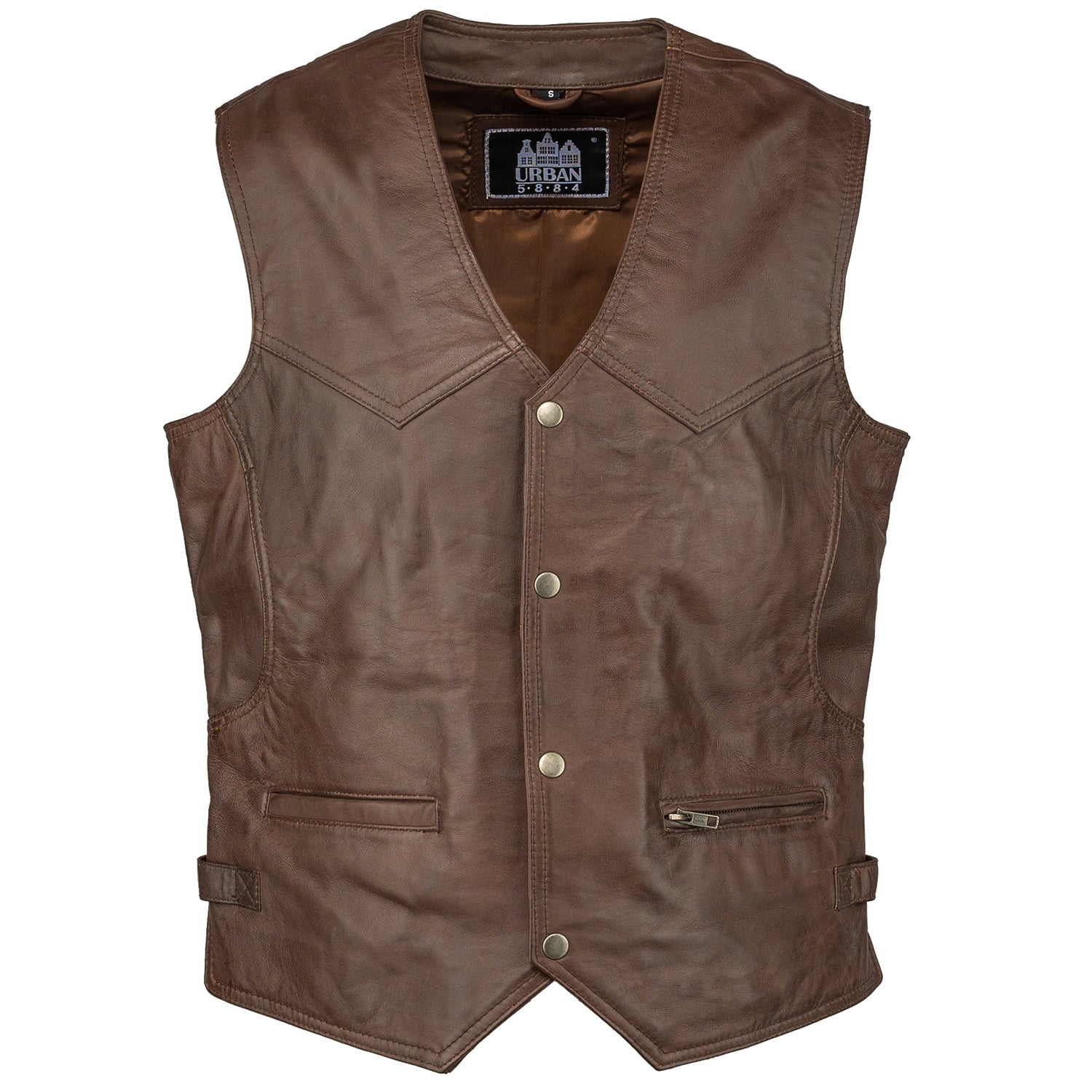 Gilet in pelle Billy da uomo marrone