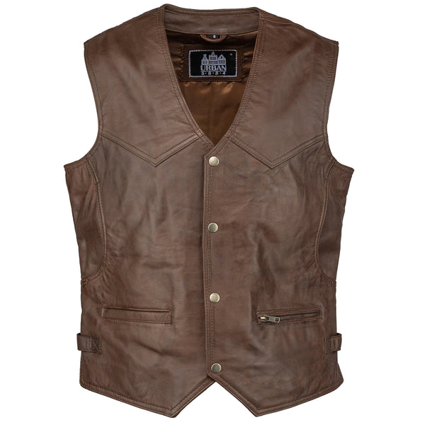 Billy Leather Men's Vest Brown