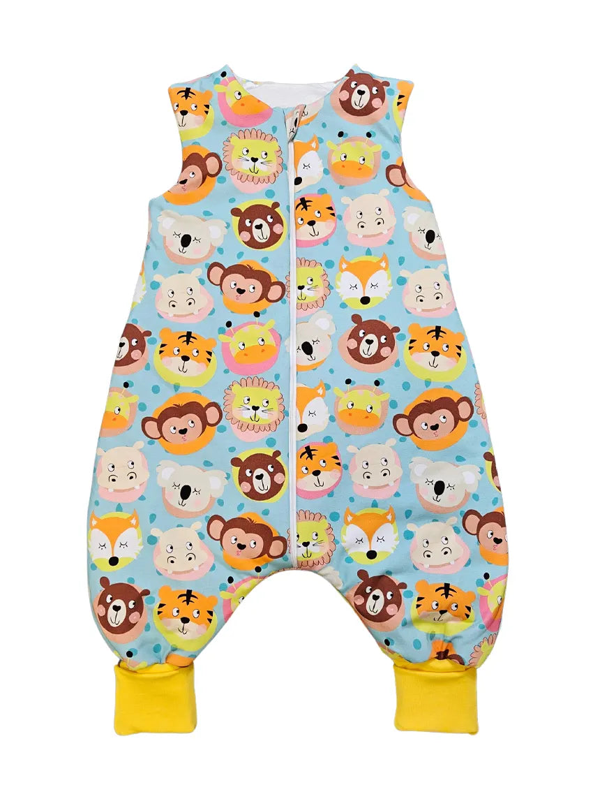Thick Cotton Sleeping Bag with Legs and Filling - Jungle Baby Animals