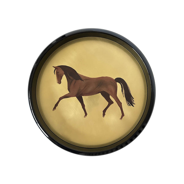 Shiny Brass Horse Tray