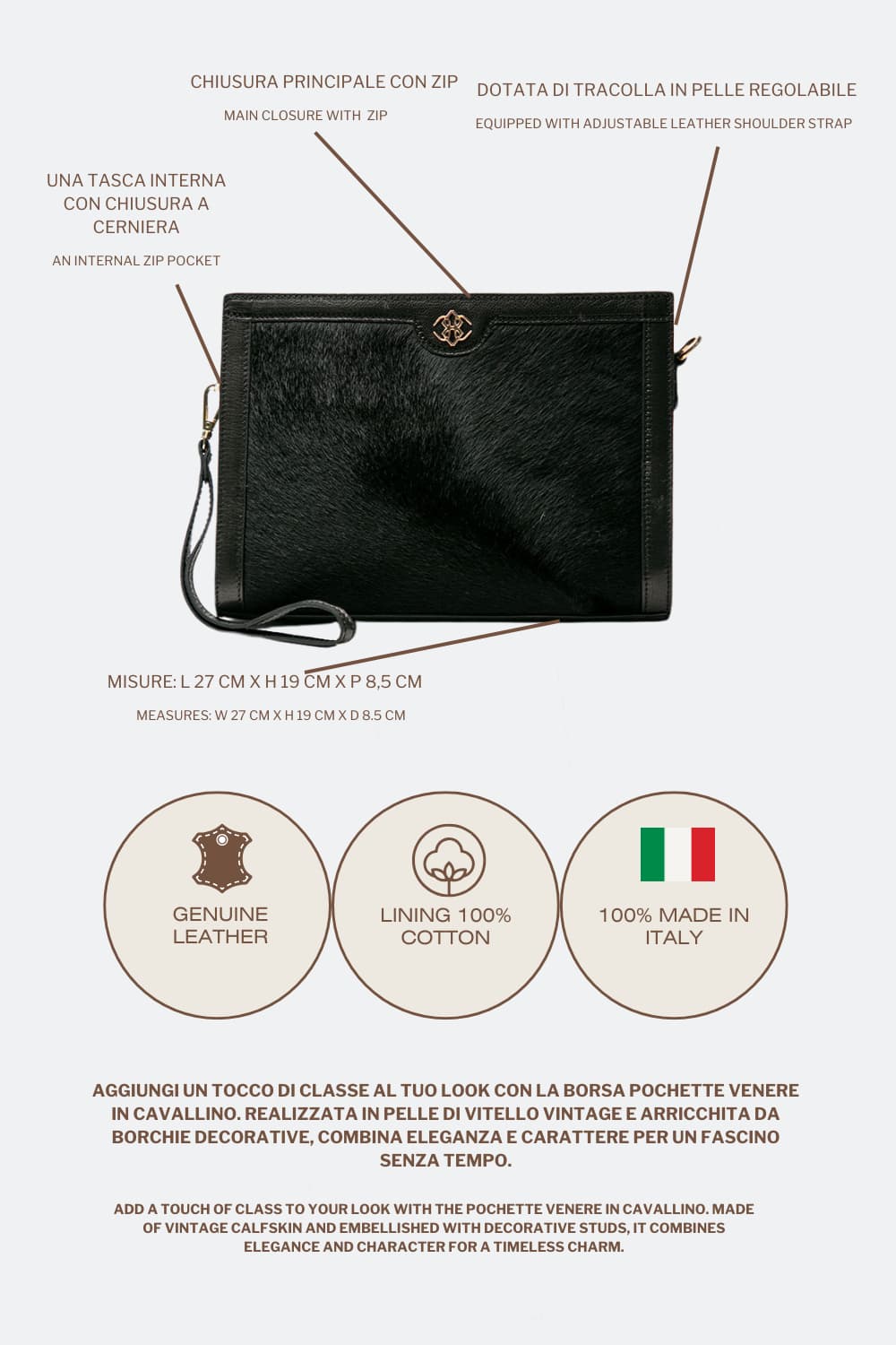 Borsa Venere Glam 100% vera pelle Made in Italy - Barone Firenze