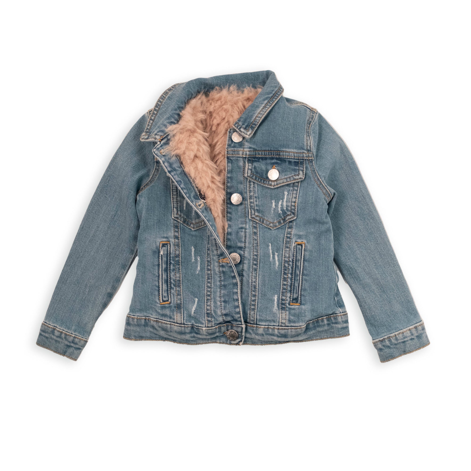 DENIM JACKET WITH FAUX FUR LINING