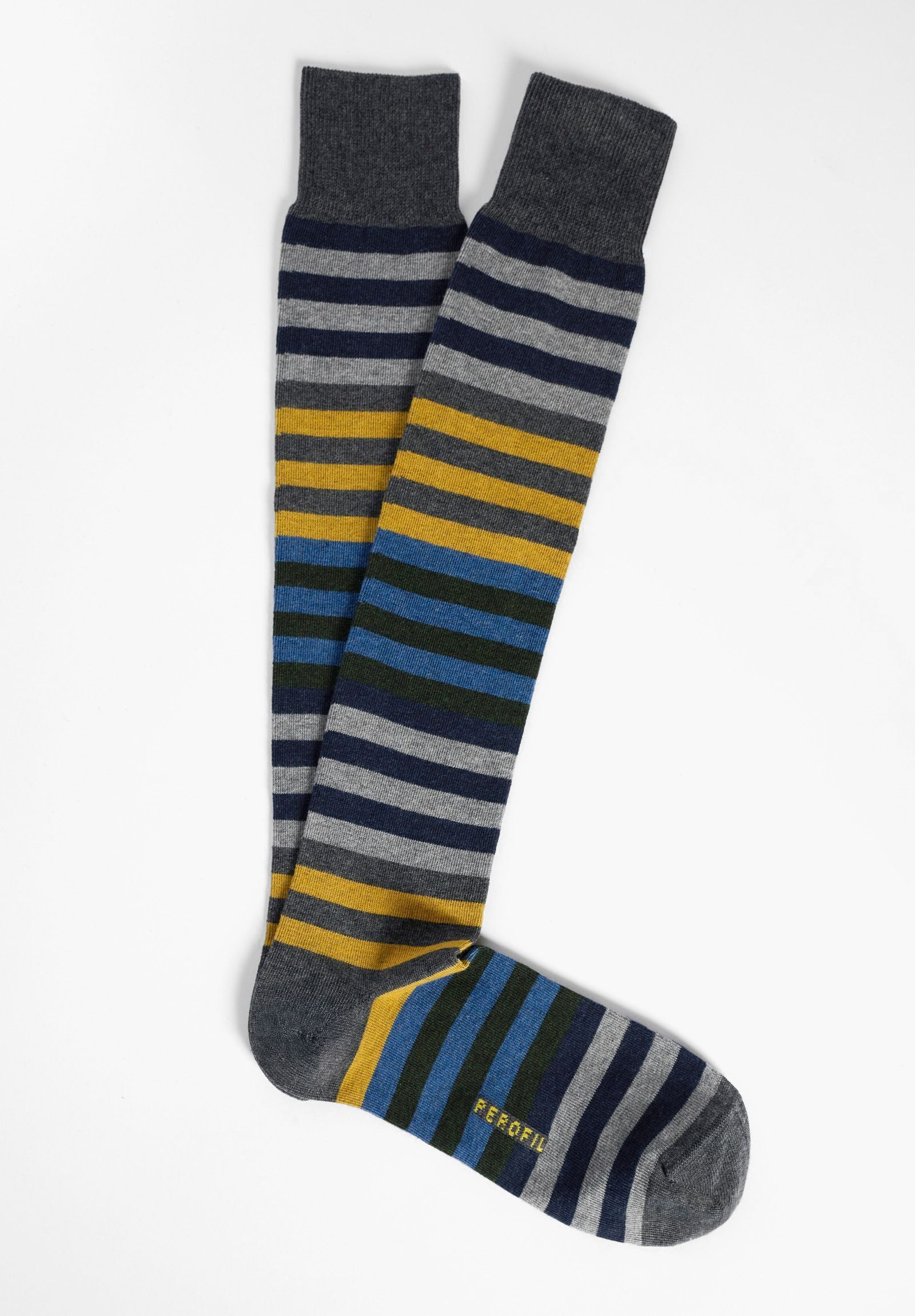 Long gray striped sock