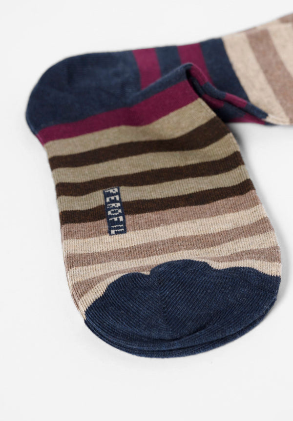 Chaussette longue rayée bleue