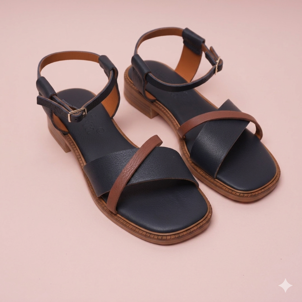 Valeria Blue Sandal - Leather