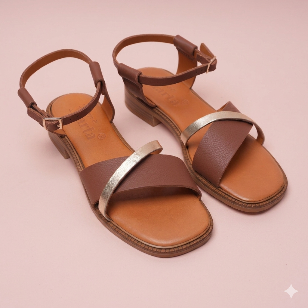 Valeria Leren Sandalen - Platina
