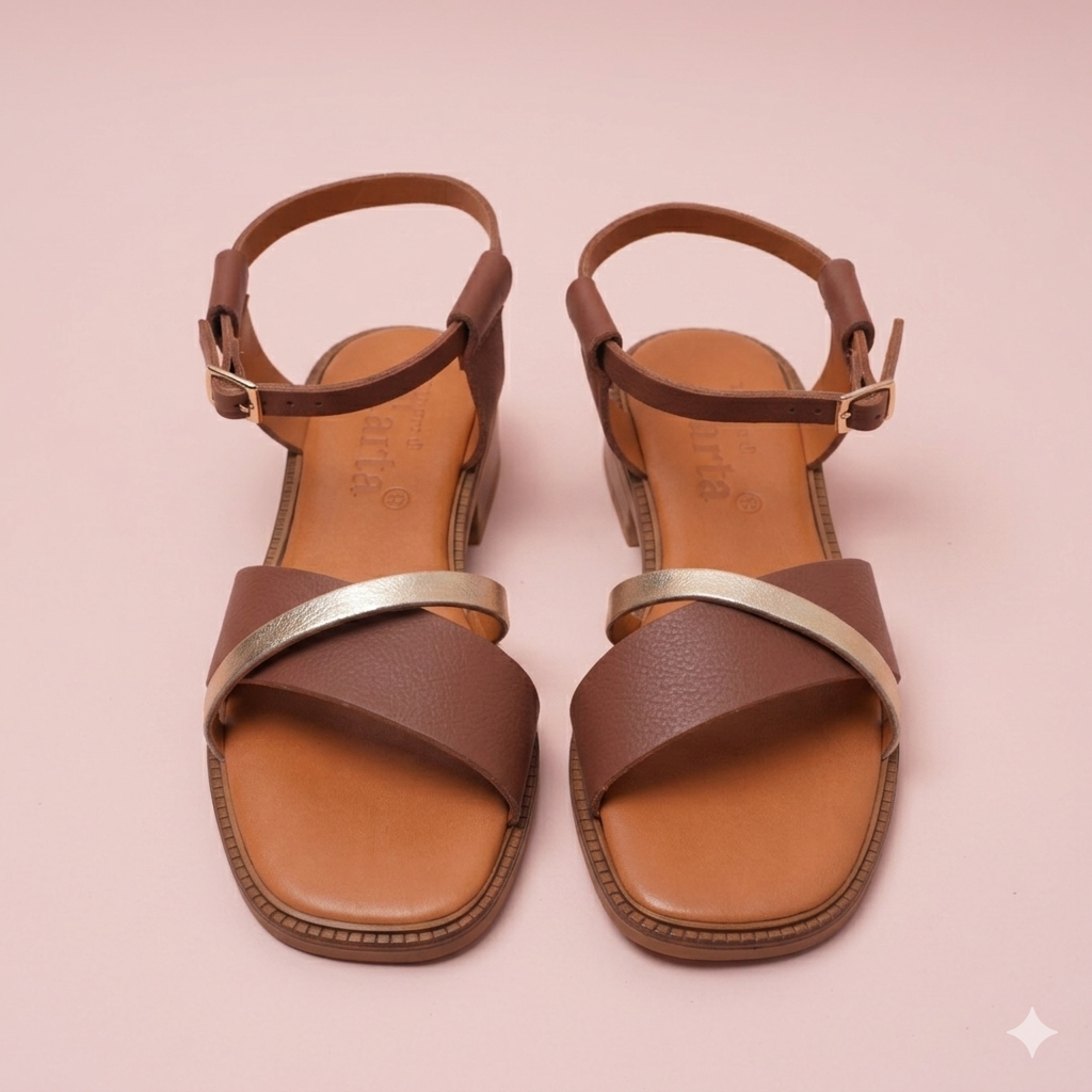 Valeria Leren Sandalen - Platina