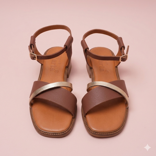 Valeria Leren Sandalen - Platina