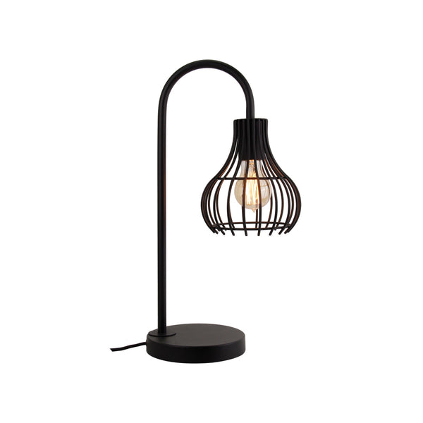 Industrial Tischlampe Cipolle mit schwarzem Metall-Käfig – Moderne Dekolampe für Wohn- & Schlafzimmer.
