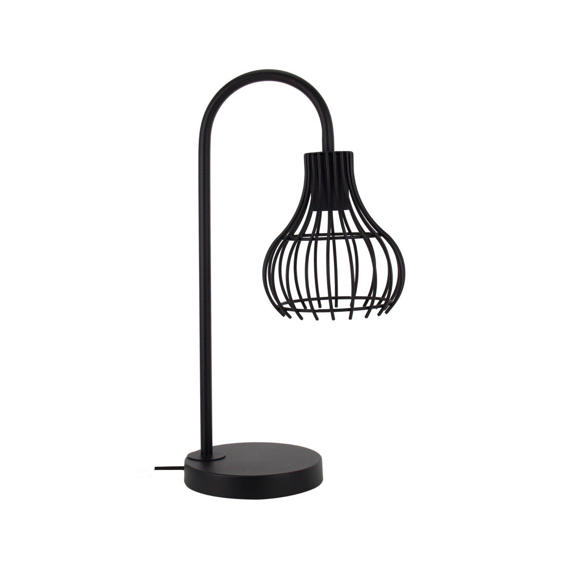 Moderne Nachttischlampe Cipolle – Schwarze Metall-Tischleuchte im Industrial-Design mit E27-Fassung.