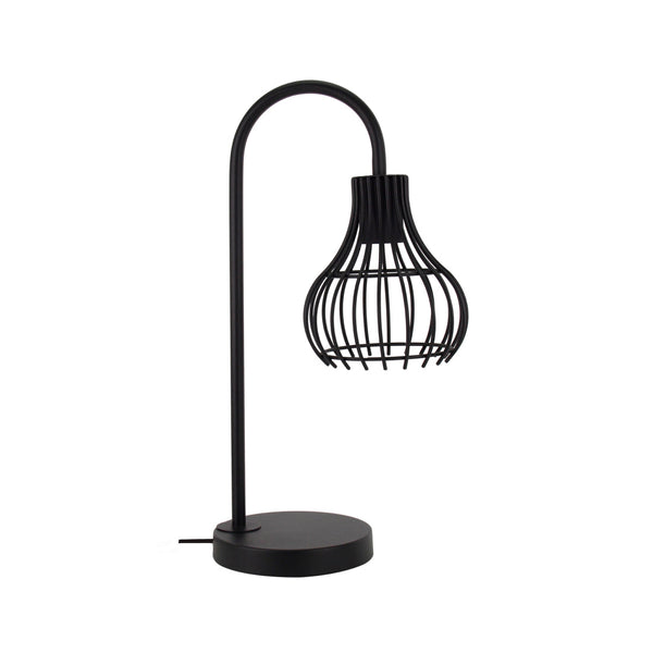 Moderne Nachttischlampe Cipolle – Schwarze Metall-Tischleuchte im Industrial-Design mit E27-Fassung.