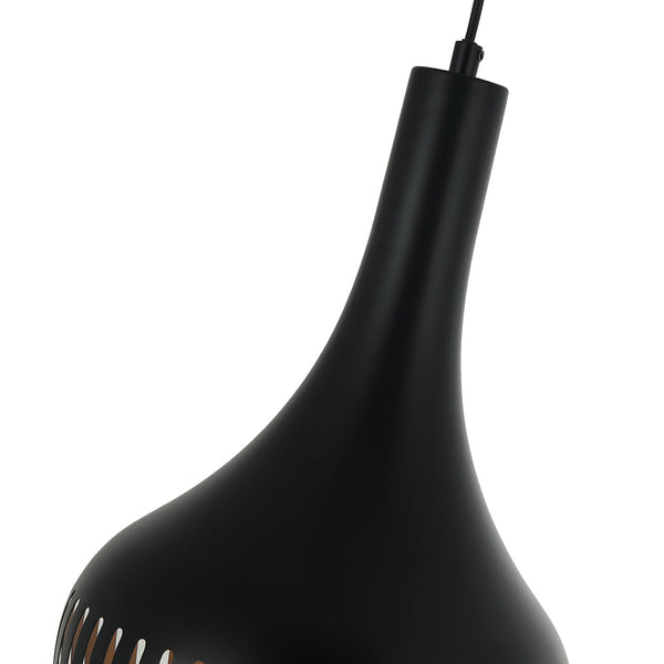 Schwarze Pendelleuchte mit drei Lampenschirmen – Industrial Design