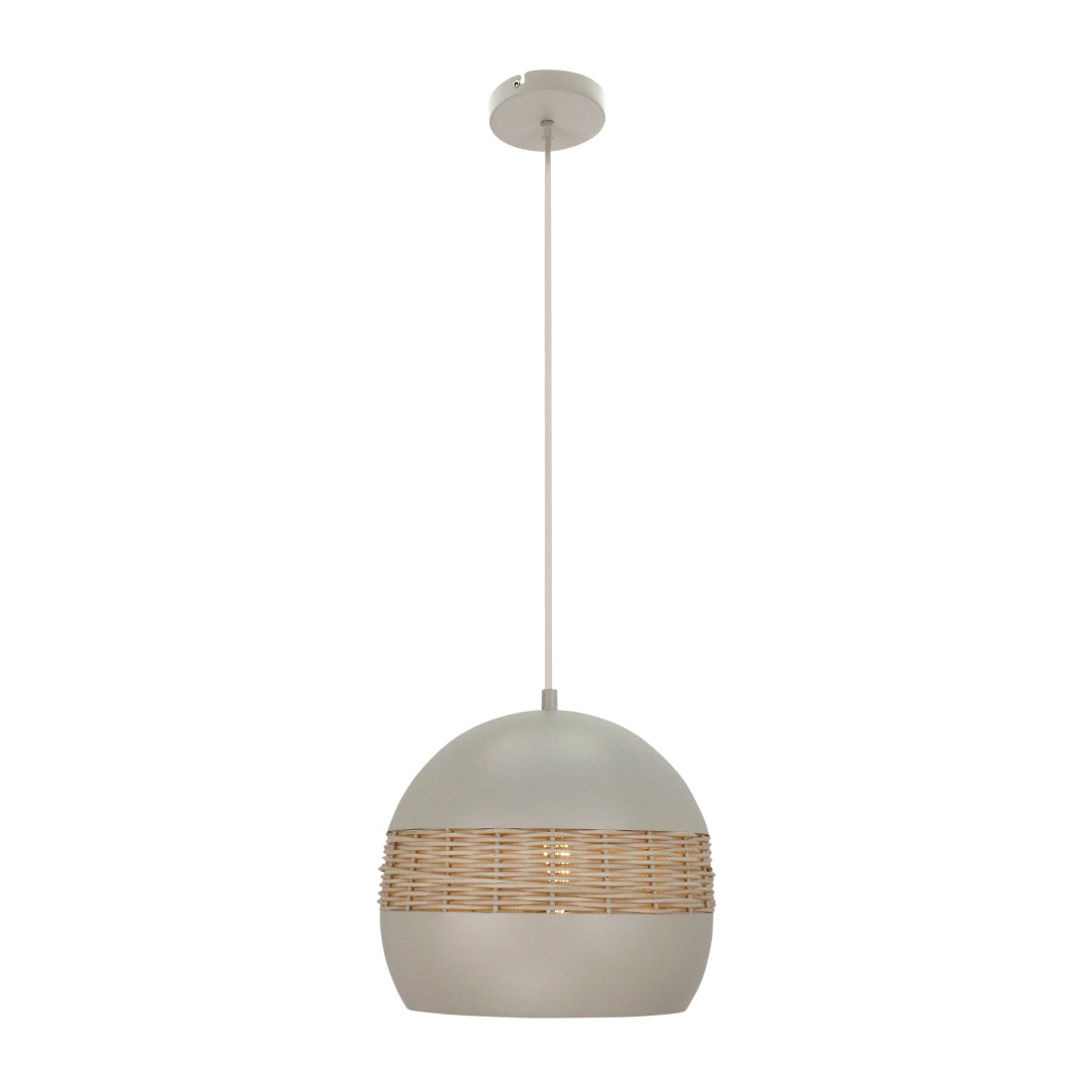 Various Caserta Pendelleuchte 1-flammig Ø28 cm Creme Rattan Deckenleuchte