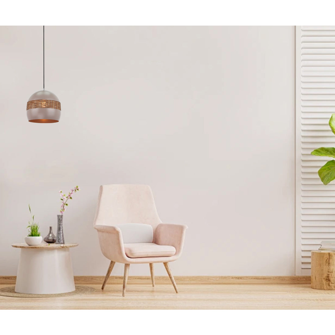 Various Caserta Pendelleuchte – Detailaufnahme Rattan geflochten