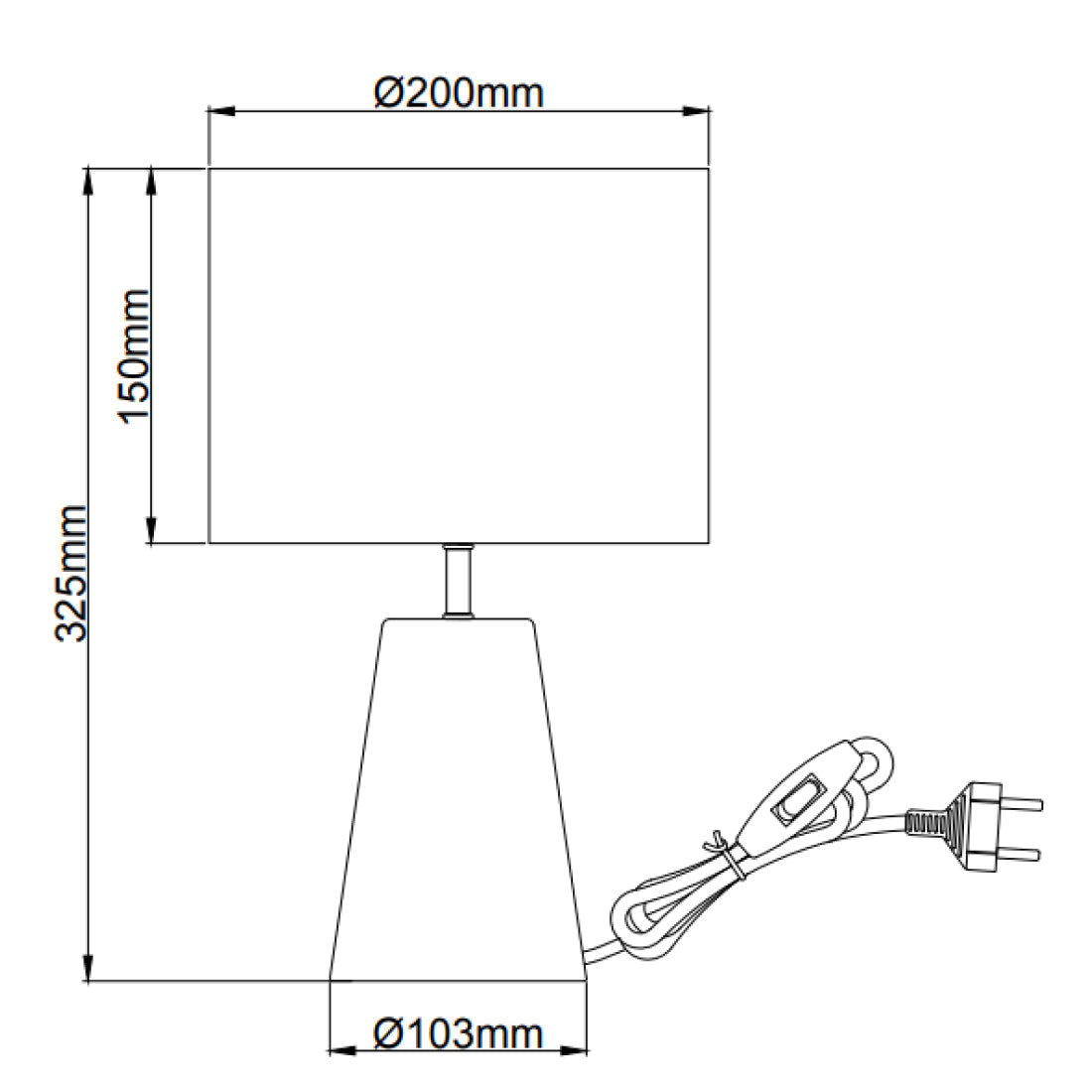 Tischlampe Faro mit Kegelfuß – modern, stabil und stilvoll in Schwarz oder Taupe.