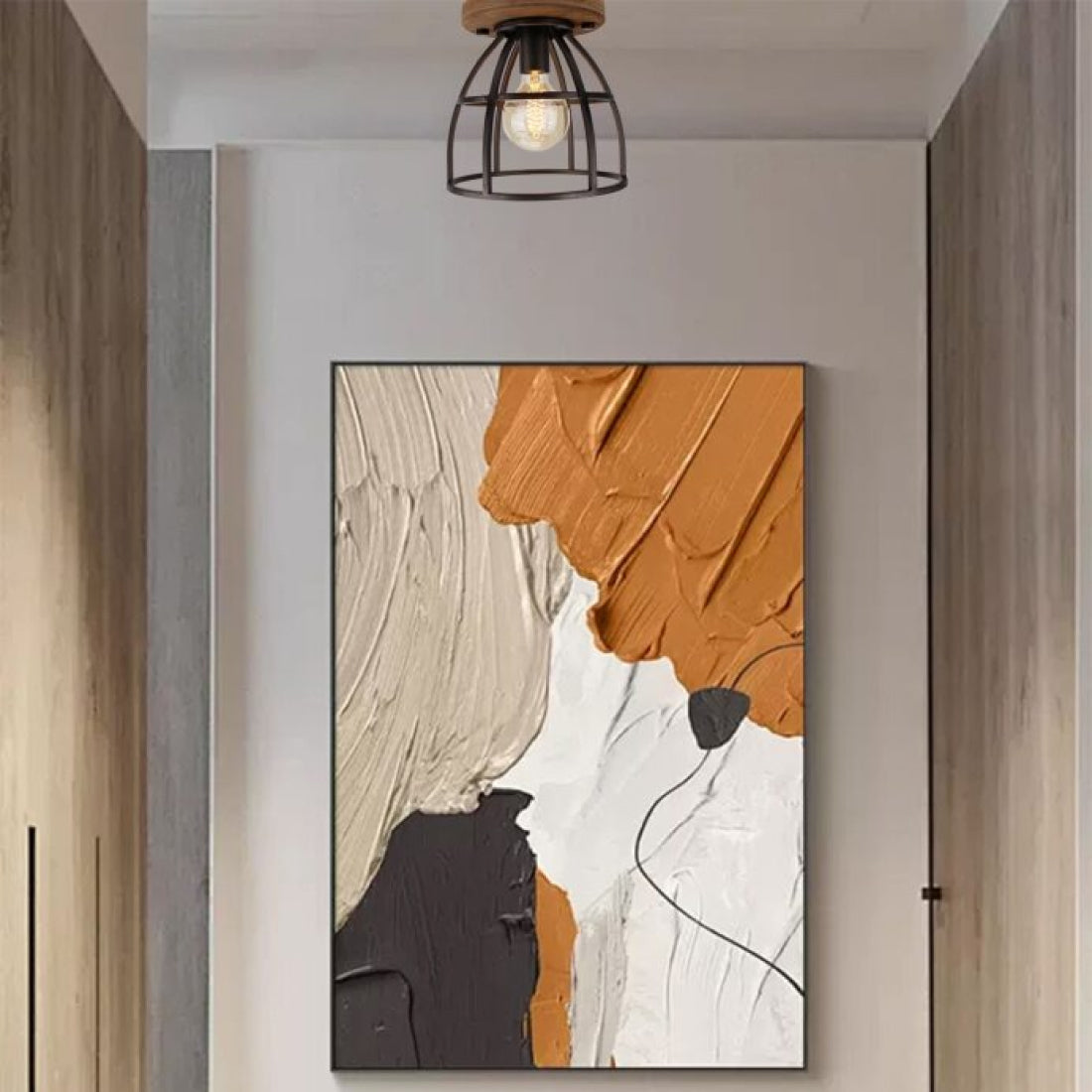 1-flammige Frame Deckenleuchte mit Holzdetail