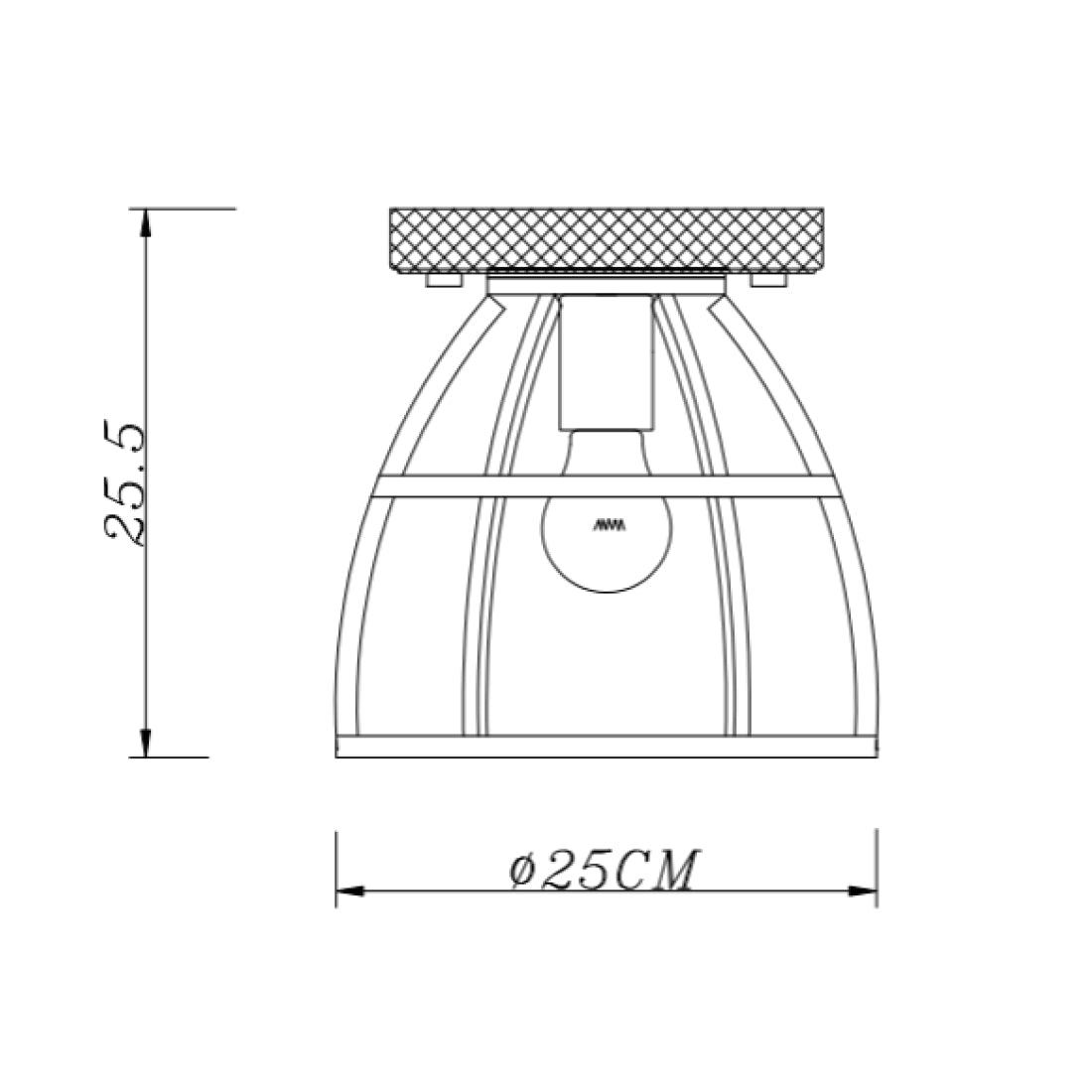 Schwarze Metall Deckenlampe mit Holzbefestigung