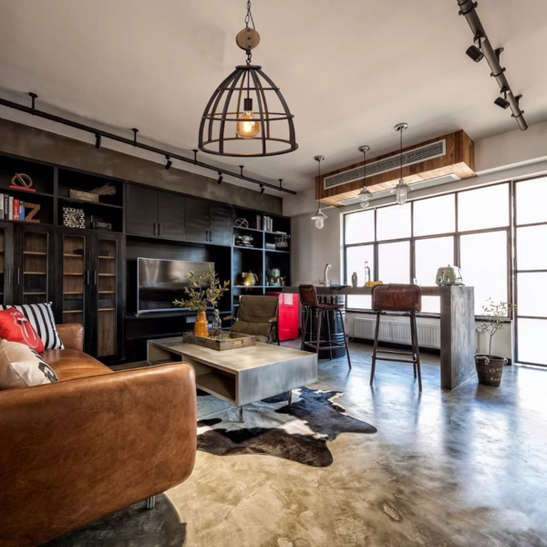 Various Frame Pendant Light – 1-bulb – Ø47 cm – E27 – Black with Wood