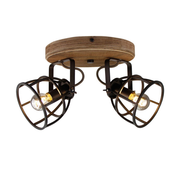 Various Frame Spotlampe – 2-flammig – Metall und Holz