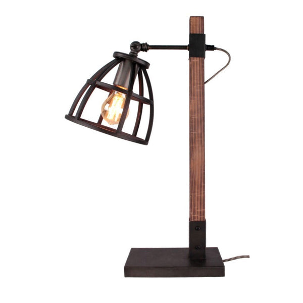 Various Frame Tischlampe mit schwarzem Metallschirm und Holzfuß