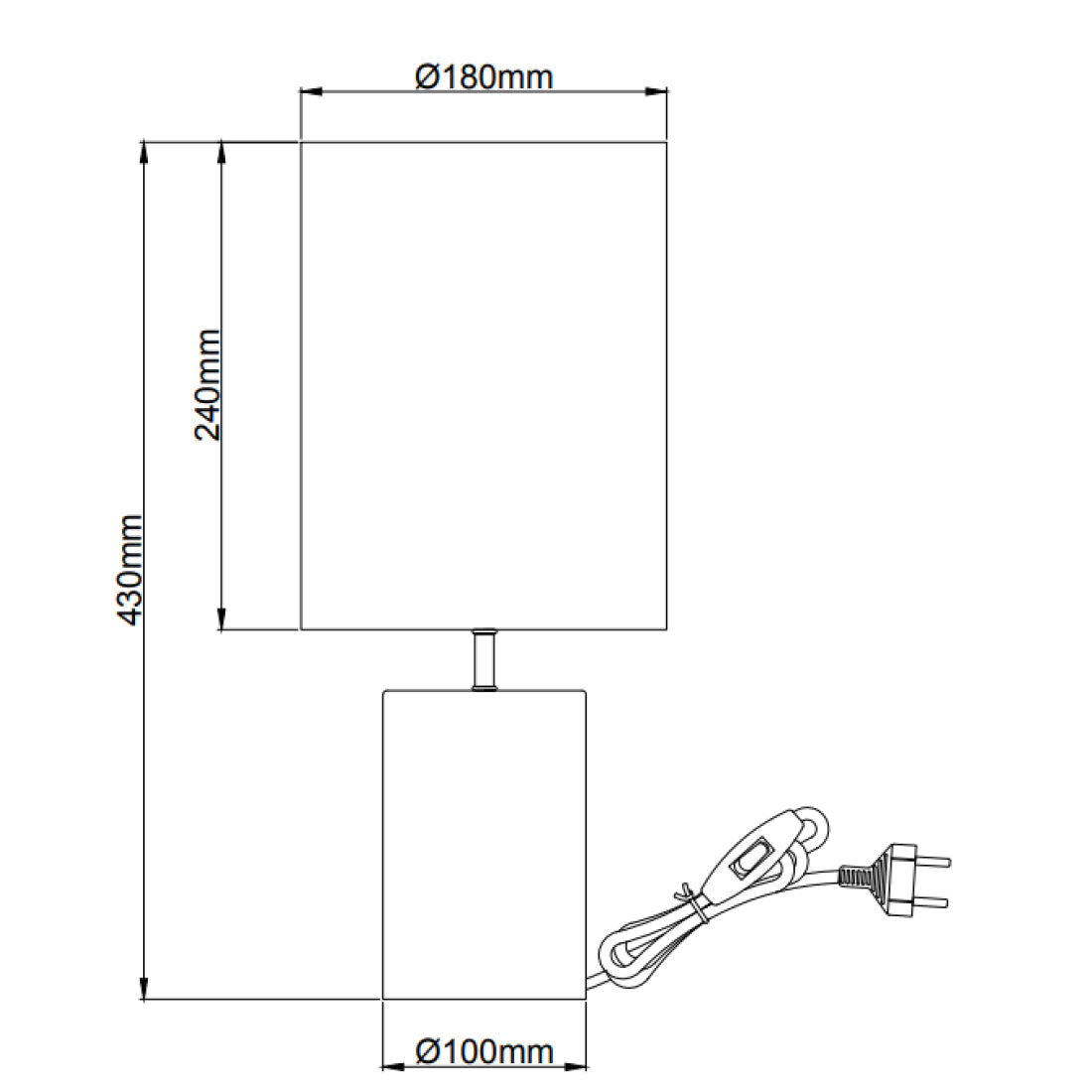 Elegante Lagos Lampe mit E27-Fassung. 43 cm hoch, Ø18 cm, erhältlich in Schwarz oder Taupe – perfekt für jeden Raum.