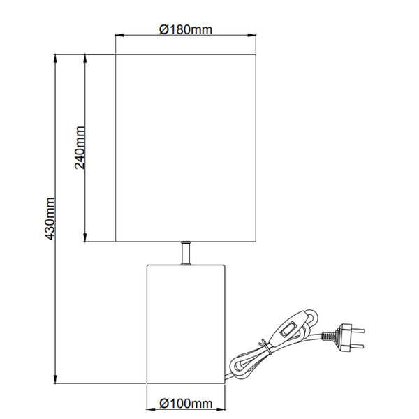Elegante Lagos Lampe mit E27-Fassung. 43 cm hoch, Ø18 cm, erhältlich in Schwarz oder Taupe – perfekt für jeden Raum.