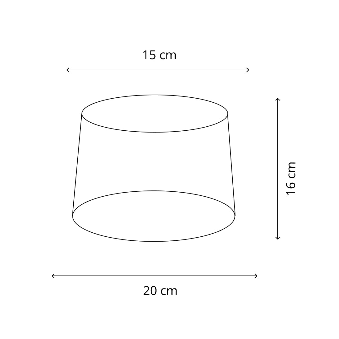 Vergelijking van de formaten Ø20 cm en Ø30 cm van de witte geweven lampenkappen.