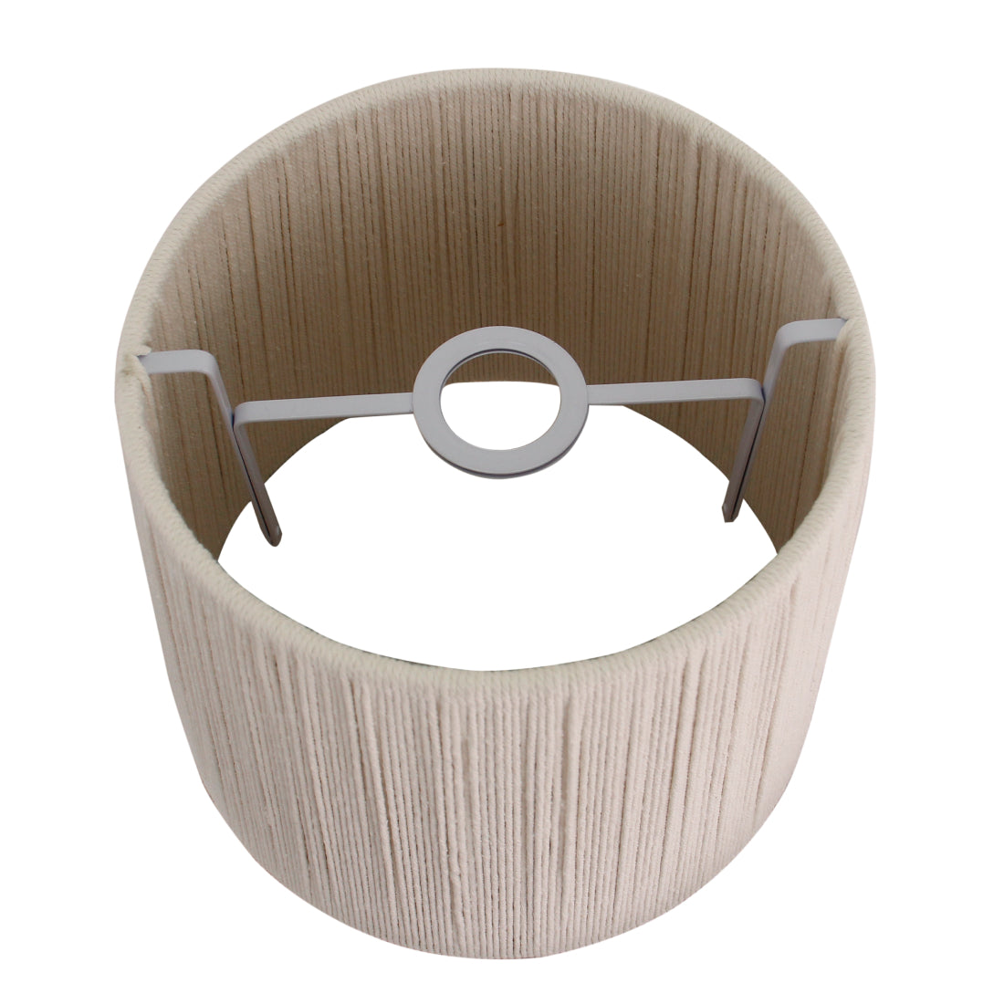 Zijaanzicht van de witte katoenen kap die zorgt voor een zachte lichtfiltering.