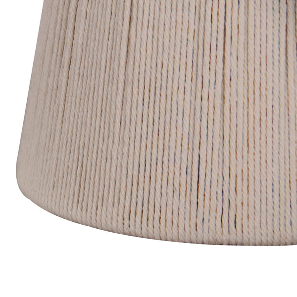 Close-up van het verfijnde verticale vlechtwerk van wit katoen-koord.