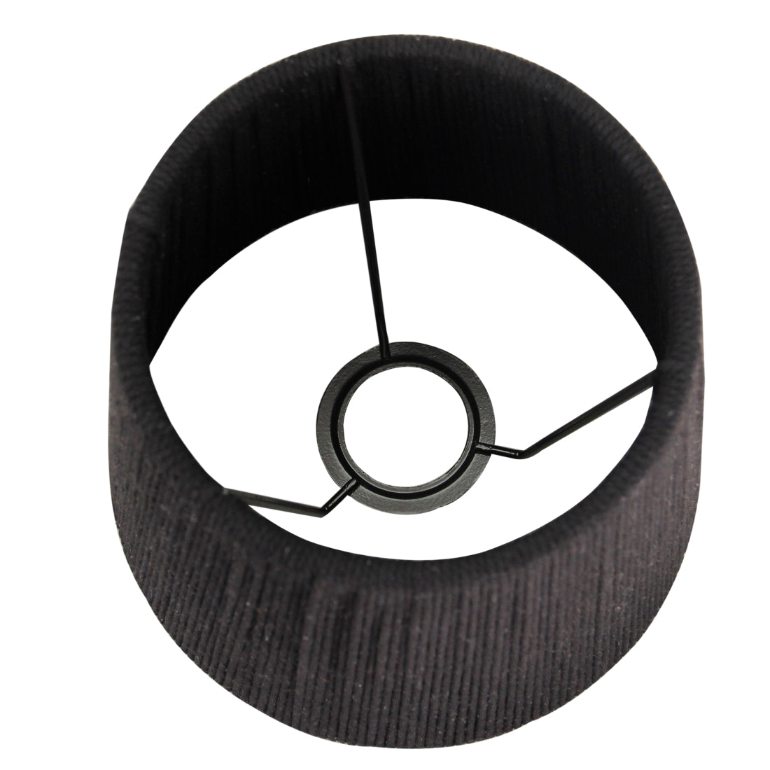 Bovenaanzicht van de geweven lampenkap met focus op de E27-fittinghouder.