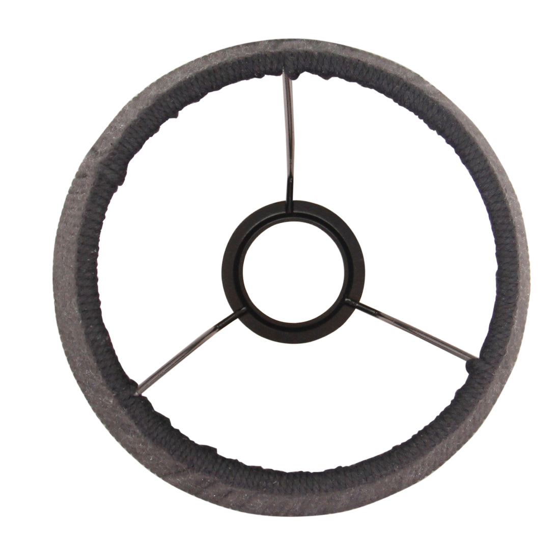 Bovenaanzicht van de geweven lampenkap met focus op de E27-fittinghouder.