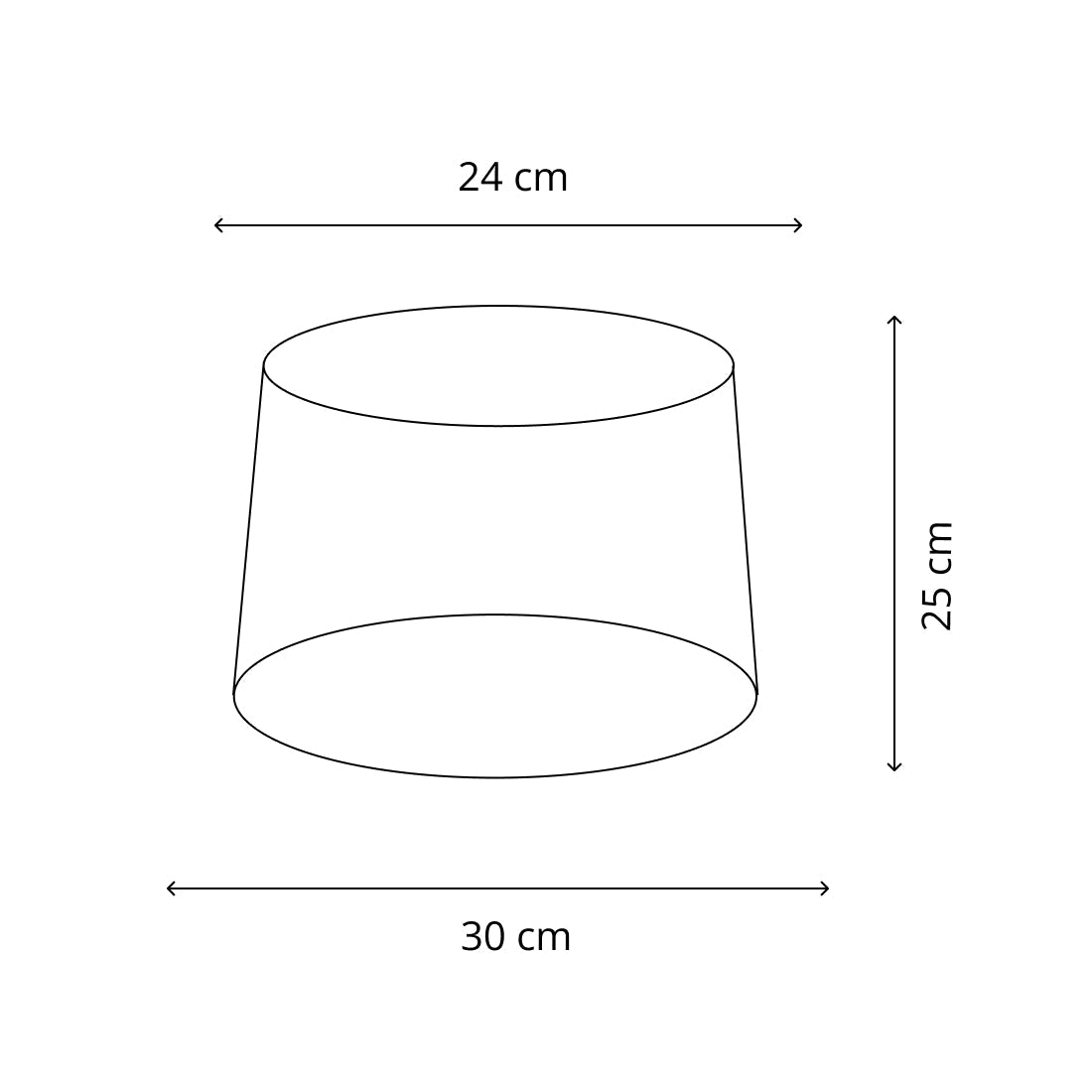 De twee formaten (20 cm en 30 cm) van de zwarte geweven lampenkappen naast elkaar.
